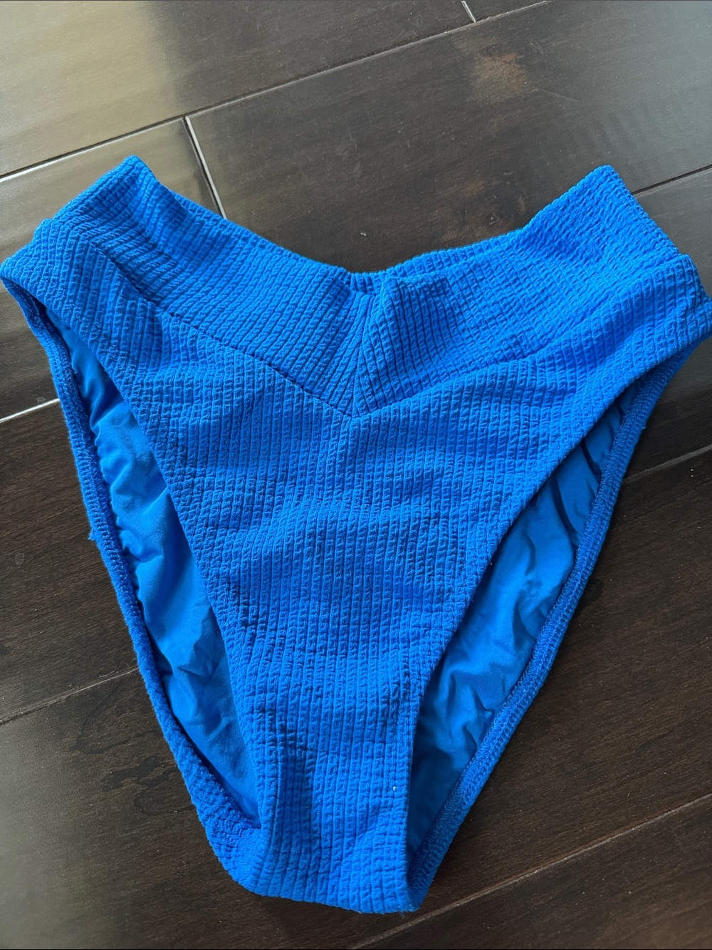 BECCA Textured High-Rise Bikini Bottom — Cobalt Blue